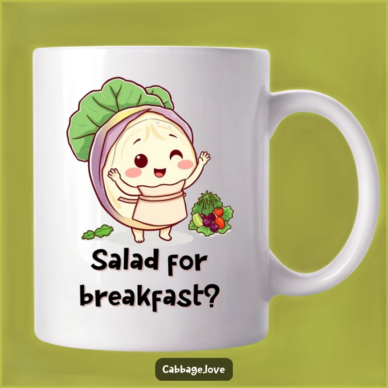 Funny Cabbage Chef Mug: Salad Tossing Fun - Hilarious Kitchen Gift
