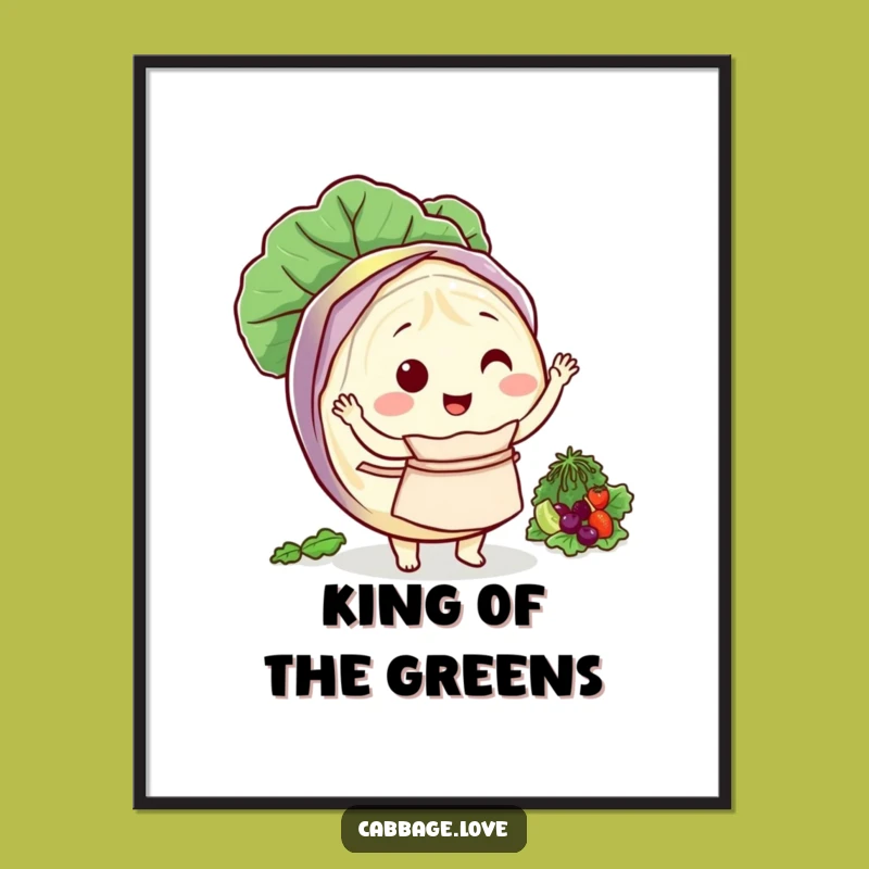 Funny Cabbage Chef Digital Art: Salad Tossing Print - Gift