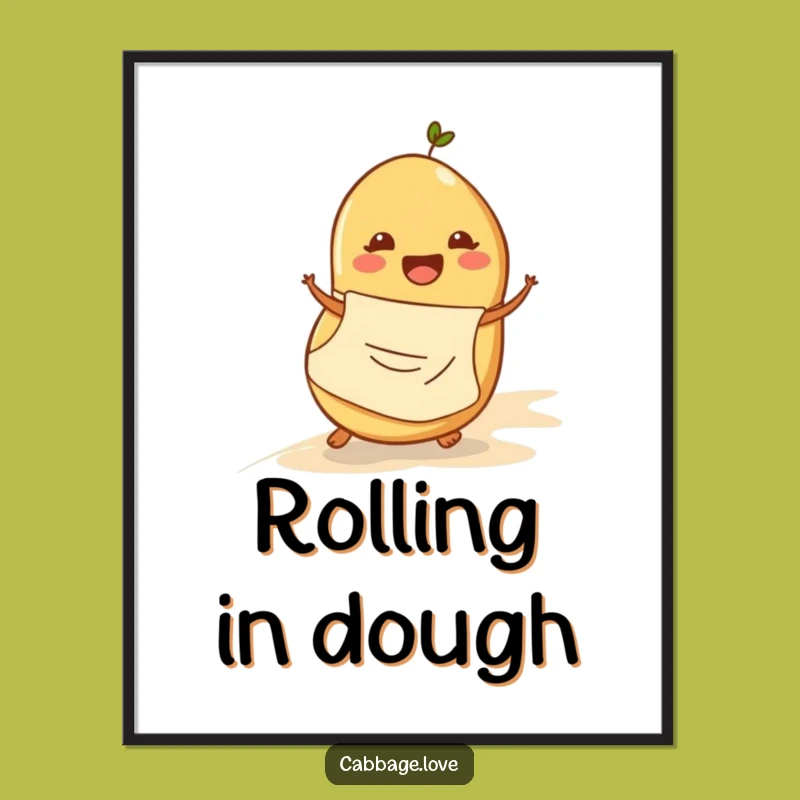 Funny Potato Rolling Digital Art: Cheerful Spud Apron Print for Instant Smiles