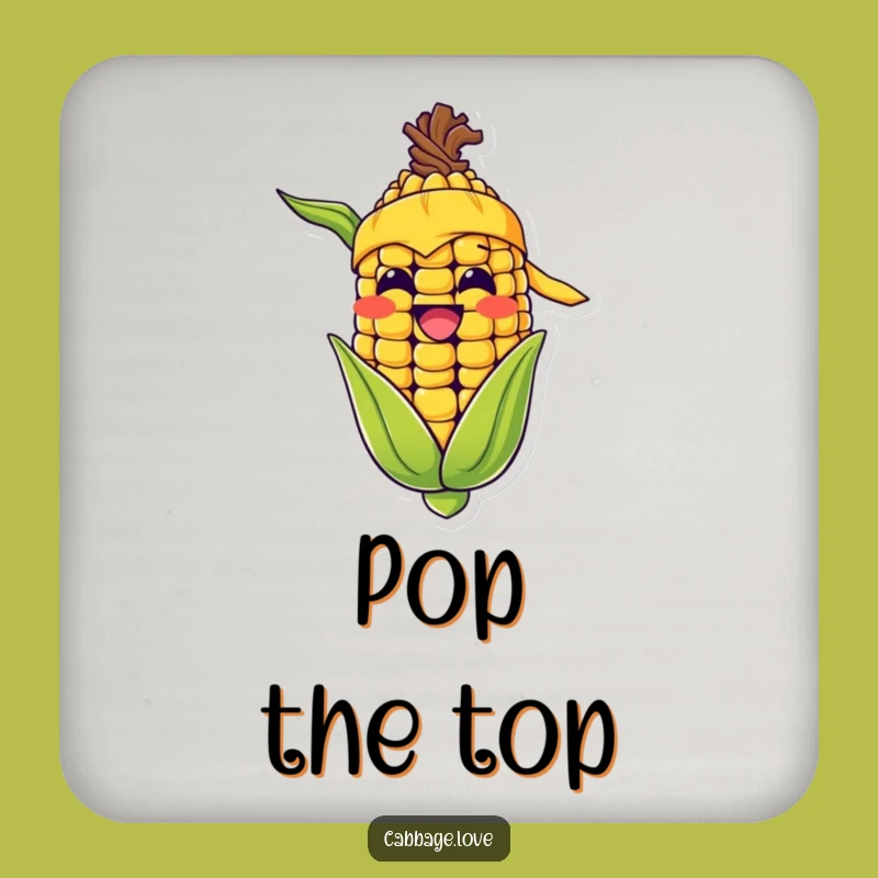 Funny Corn Cob Grin Coaster: Happy Bandana Kernel Drink Protector for Tables