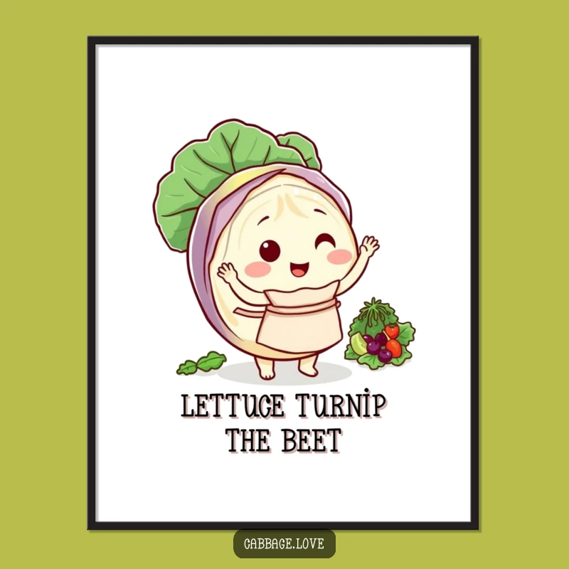 Funny Cabbage Chef Poster: Salad Tossing Wall Art - Perfect Gift