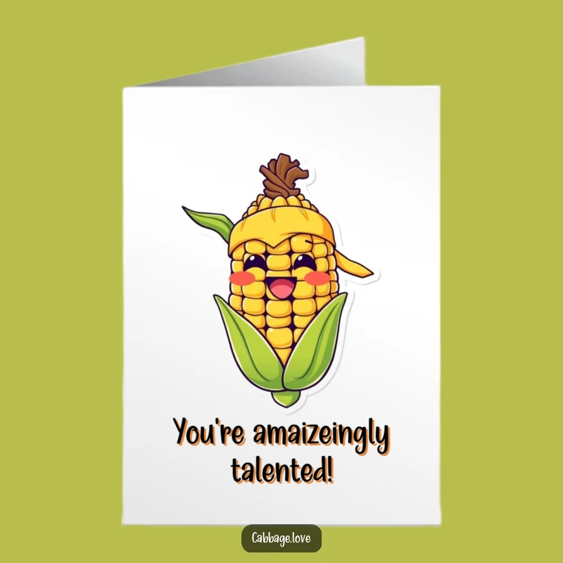 Free Printable Congrats Card: Grinning Corn Cob Success! Humorous DIY Gift for Big Wins
