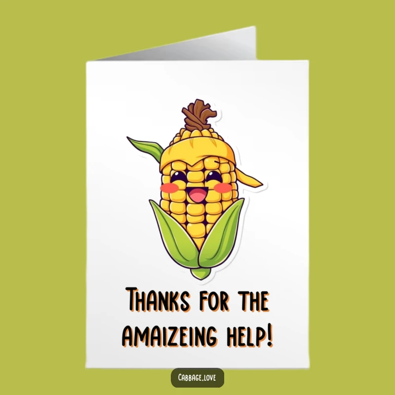 Free Printable Thank You Card: Grinning Corn Cob Gratitude! Humorous DIY Gift for Thanks